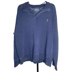 VTG Men's Polo Ralph Lauren Mock  Turtleneck 4 Button Pullover Blue Label Sz 2XL